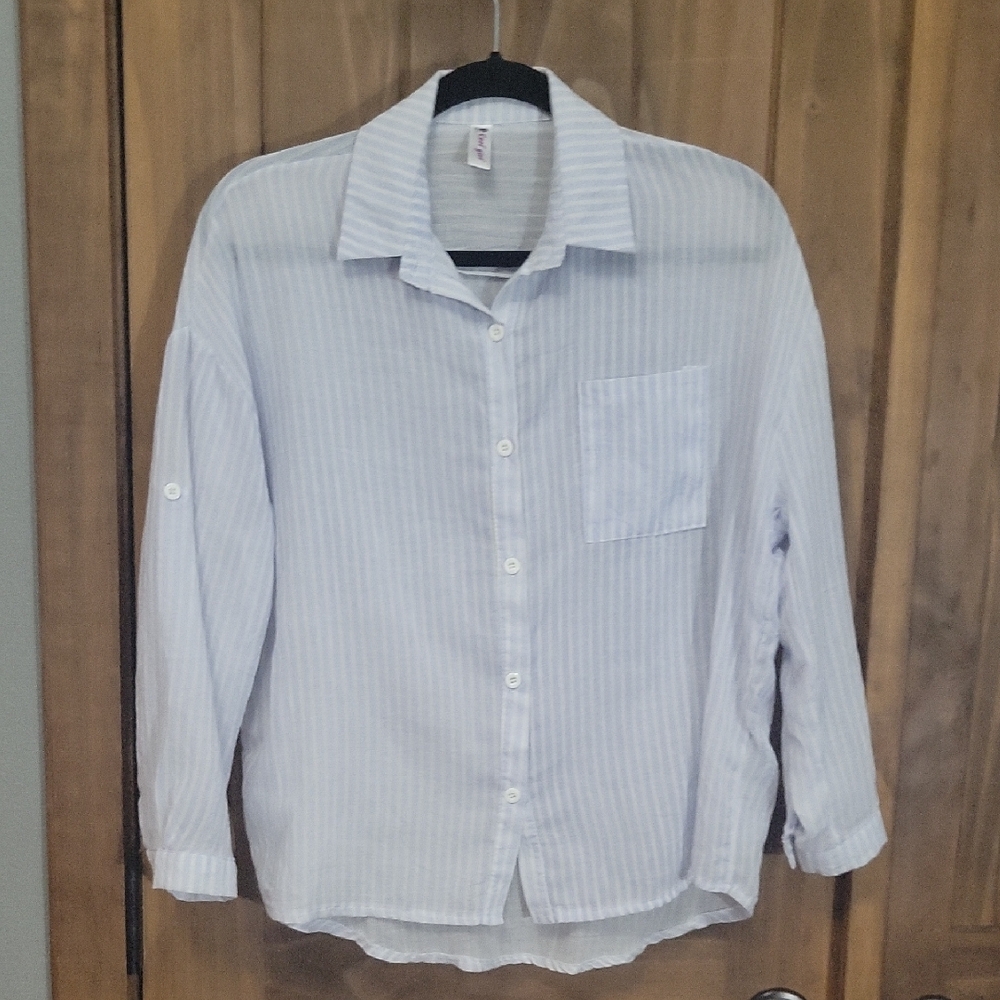 Womens Light Blue Striped Shirt